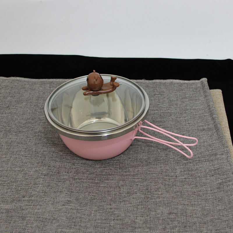 Cute home Kitchen Cuisine Basin With Lid Cooking Noodle Pan With Handle Marinated Meat Thickening Deepens Pelvis 18cm