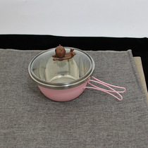 Cute home kitchen cuisine basin with lid cooking pan small pot with handle pickled meat thickened deepening egg basin 18cm