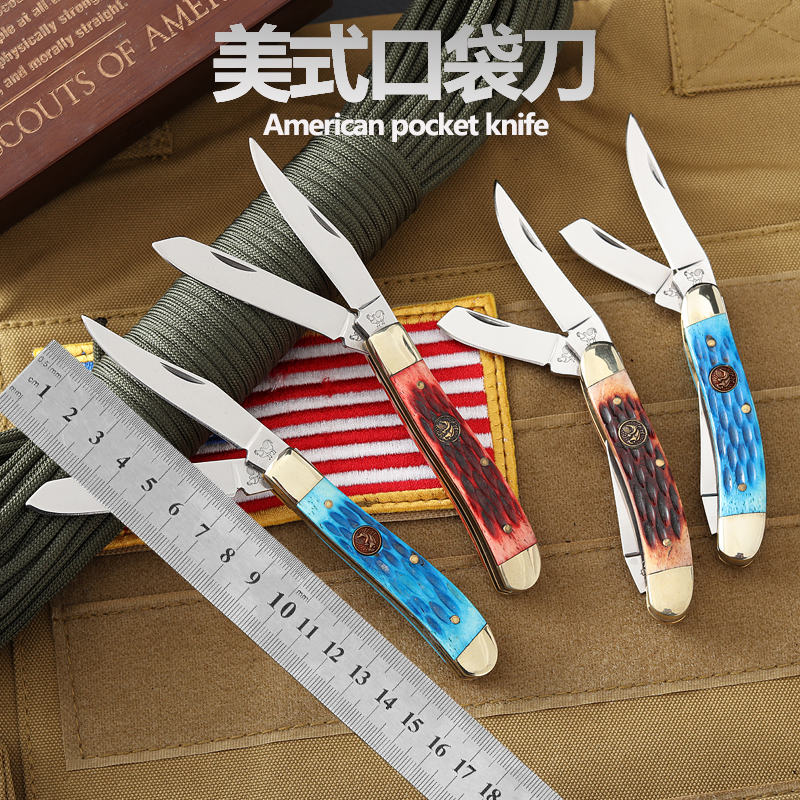 Foreign Trade Original Single Substitute Export American Bone Handle Outdoor Pocket Knife Folding Knife Folding Knife With Small Knife Water Fruit Knife Body