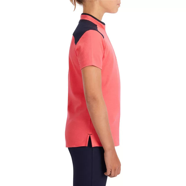 Decathlon PL500 căng của trẻ em khô nhanh cưỡi ngựa quần áo cưỡi ngựa thể thao t-shirt cổ áo cổ áo POLO áo sơ mi mềm mại và thoáng khí