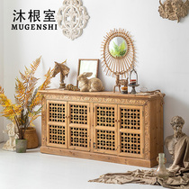 American Dining Side Cabinet Living Room Leaning Against Wall Home Solid Wood Disposal Cabinet Retro Carved Lockers Restaurant Small Side Cabinet