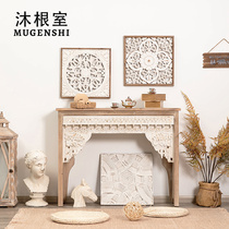 American solid wood doing old retro fireplace decoration folk Dormitory Sculpture Flower Villa living room Home Small Hyun Guan Cabinet Hem