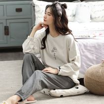 Pajamas women spring and autumn cotton long sleeve winter 2021 new can wear suit cotton pajamas women 100 cotton