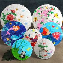 Paper umbrella diy hand painting umbrella blank material children making kindergarten Chinese style small hand-painted toy
