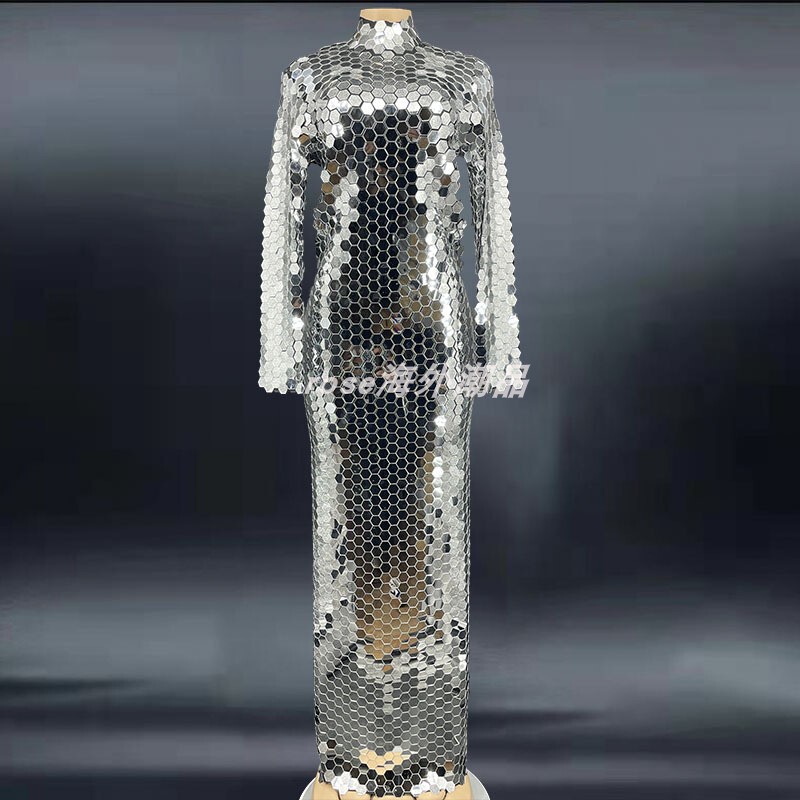 Women's Cocktail Dress Long Sexy Party Rhinestone Sequin Party Summer Dress Long Sleeve Evening Dress Stunning