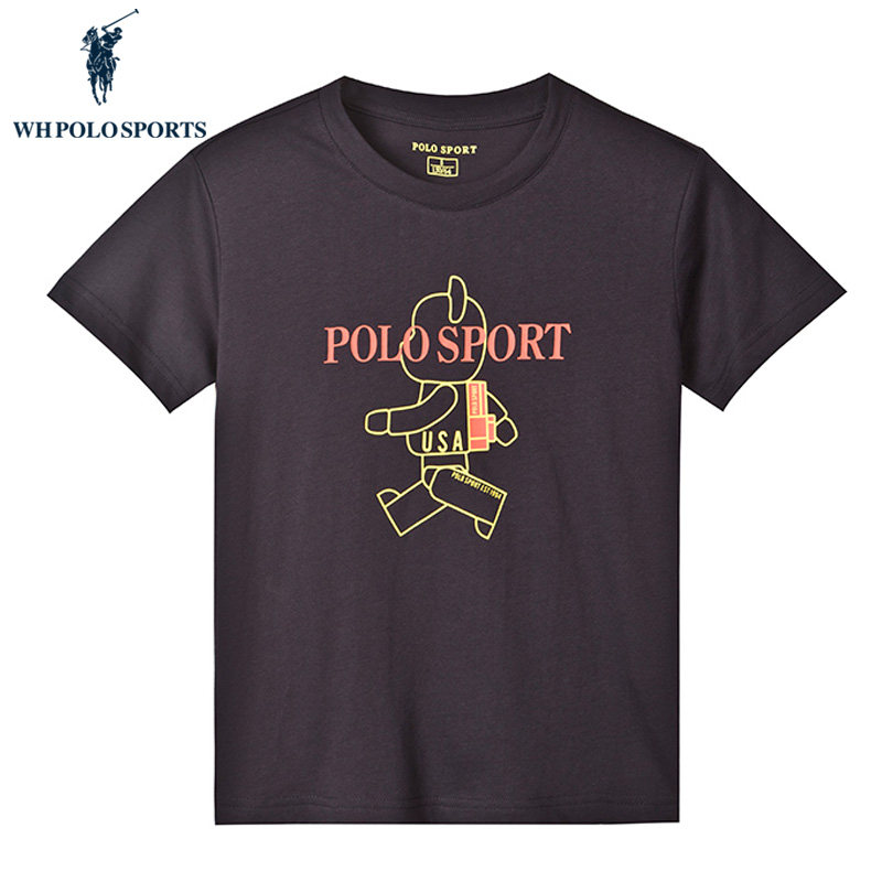 Polo children's short-sleeved T-shirt 2022 boys sport trend print loose pullover top A71012040