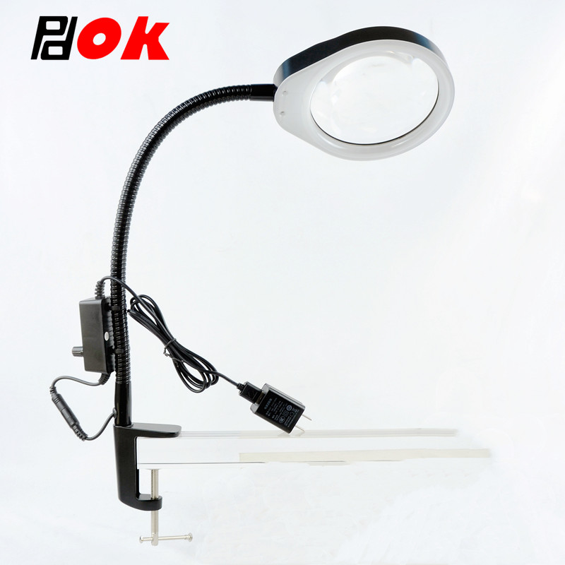 With LED Light Clip Type Bracket Magnifier PD032A Ancient Play Jewellery Appraisal German Crafts Seniors Reading Lead Beauty Electronic Maintenance Hardware Plastic Detection Work Light Straight Camp