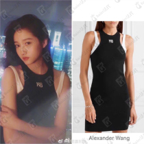 Discount Alexander Wang 2020 Spring and Summer Black Black Break Two Head Vest Fixed Dress