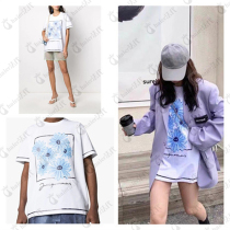 Tax package Jacquemus Couples 2020 Spring and Summer New Watercolor Flower Stamp T-shirt comfortable