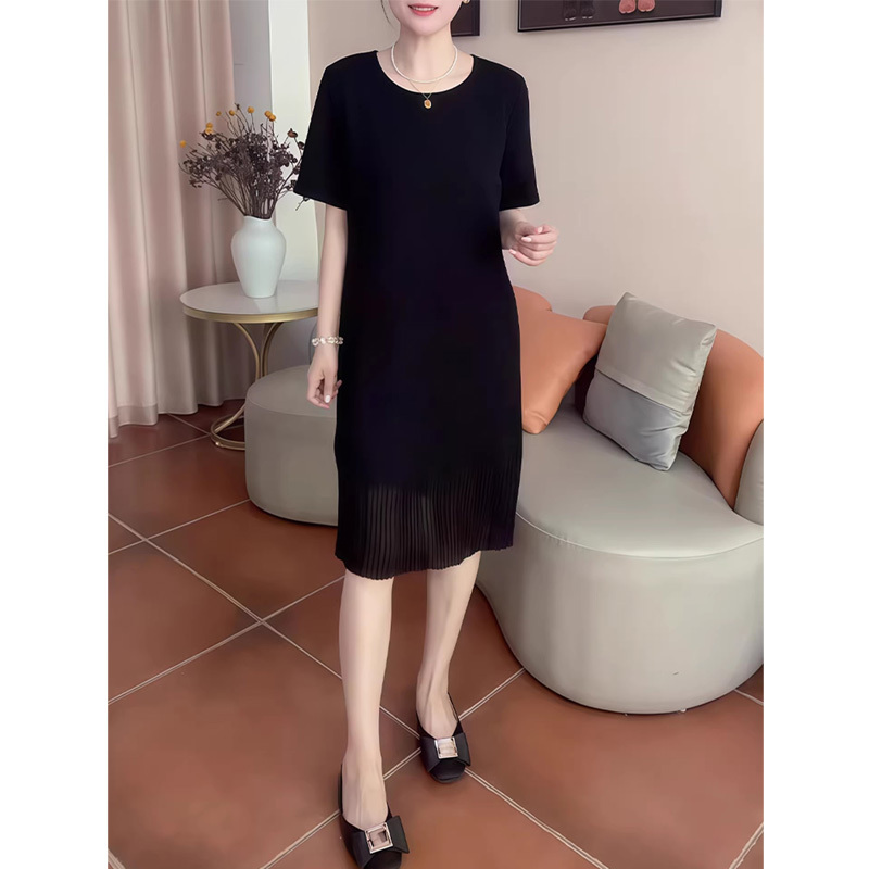 Elegant Goddess Plus-Size Women's Clothing, Slimming Black Dress for Women, 2026 Spring and Summer, for Chubby Women, Extra Large Size Dress