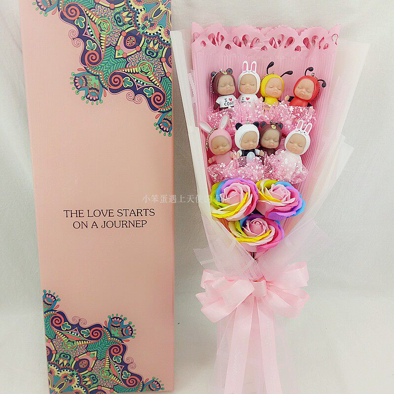 Teachers' Day Sleeping Dolls Meng Series Sleeping Treasure Cartoon Paparazzi Soap Flowers Bouquet Gift Box Birthday Valentine's Day Gifts