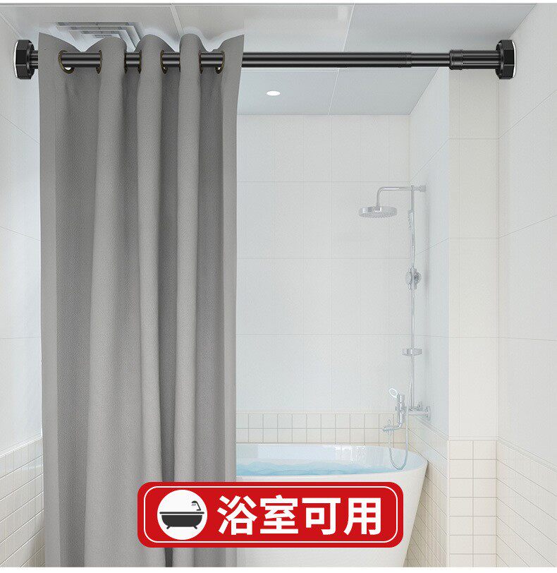 Карниз для штор 加厚伸缩杆不锈钢免打孔杆窗帘杆飘窗小窗浴室卫生间多功能挂杆