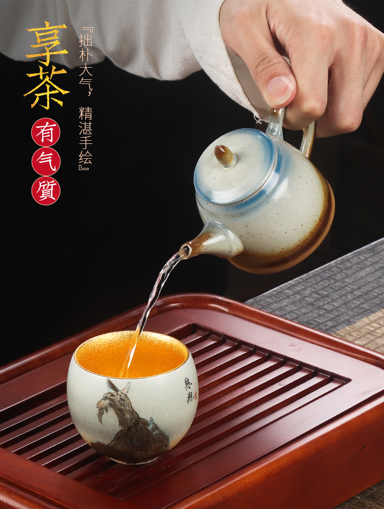 Single master artisan fairy Peng Guihui hand - made gold tea cup tea tea cup kung fu tea set, ceramic office