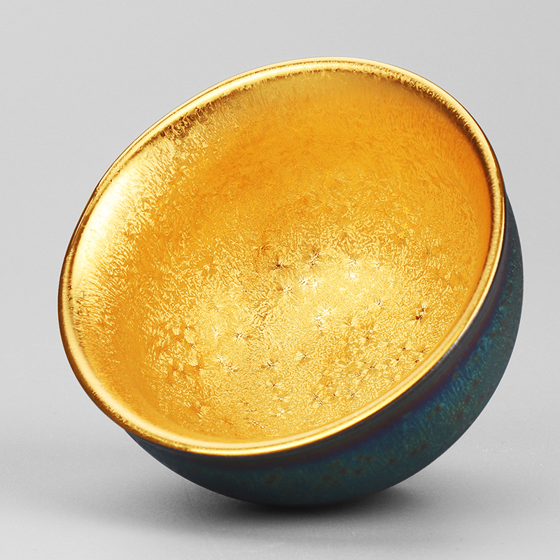 Artisan fairy temmoku glaze ceramic gold discus built a pot of 2 cups cup lamp that Japanese light cup bowl master CPU
