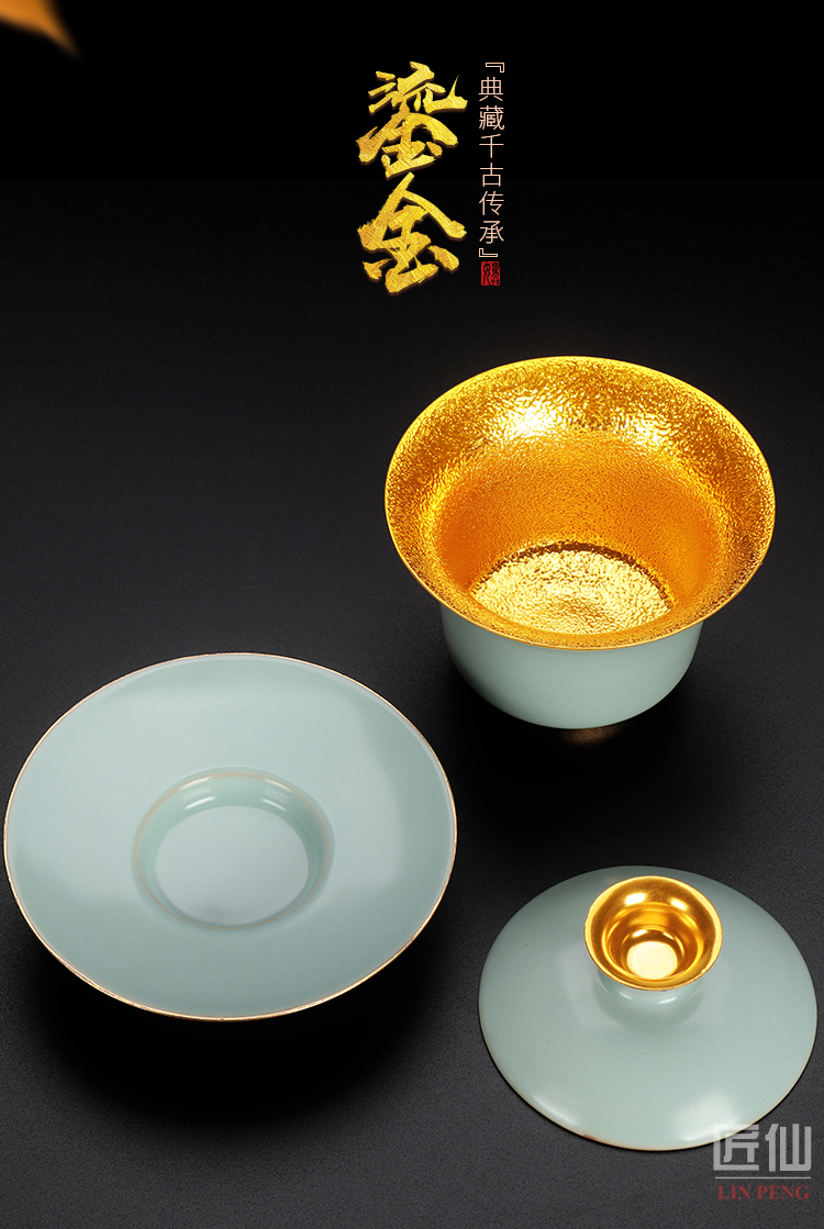 Artisan fairy gold your up three tureen single ceramic cups only household manual creative tea bowl for