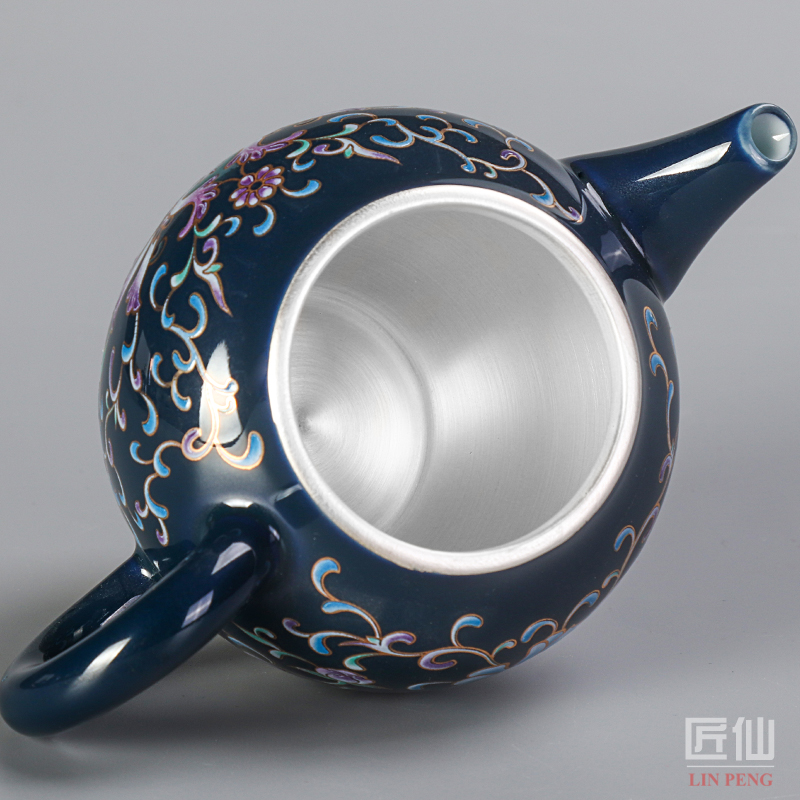 Artisan fairy tasted silver gilding crack cup a pot of two cup of household ceramic portable travel tea sets kung fu tea cups