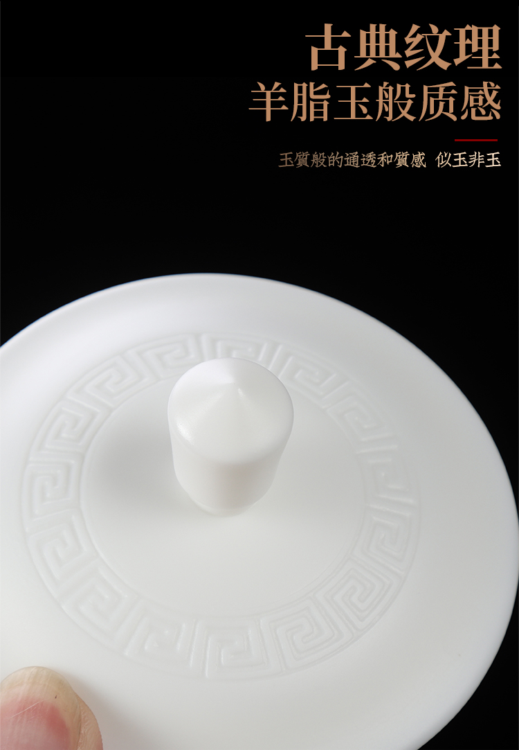 The Master artisan fairy Xu Yuelan dehua white porcelain office cup domestic high - grade glass ceramics with cover cups the custom