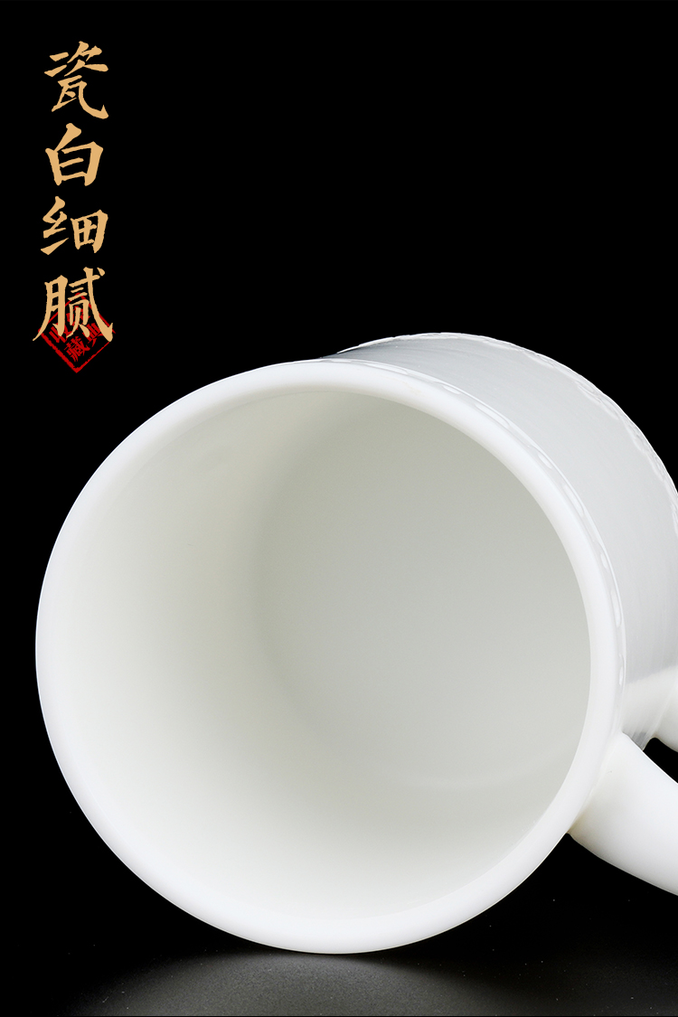 Artisan fairy dehua white porcelain glass ceramic household kung fu tea set personal custom name office cup single CPU