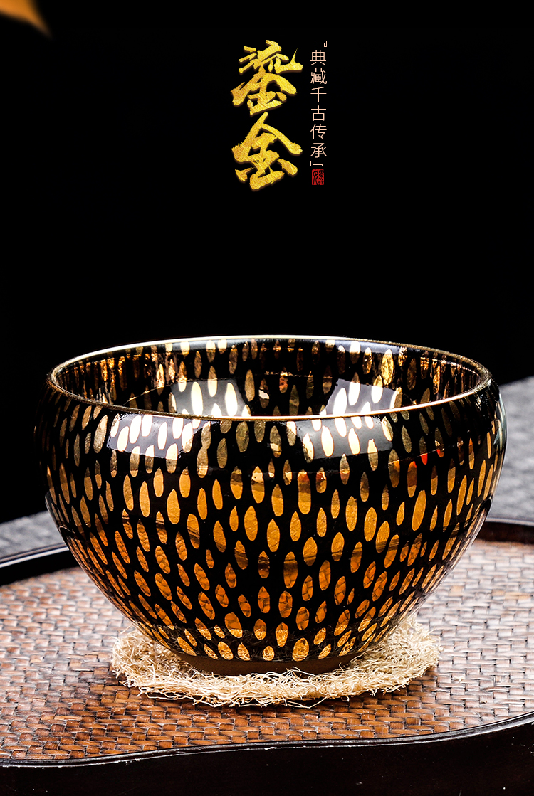 Artisan fairy jianyang built one pure manual fine gold konoha light household ceramics kung fu tea tea master cup single CPU