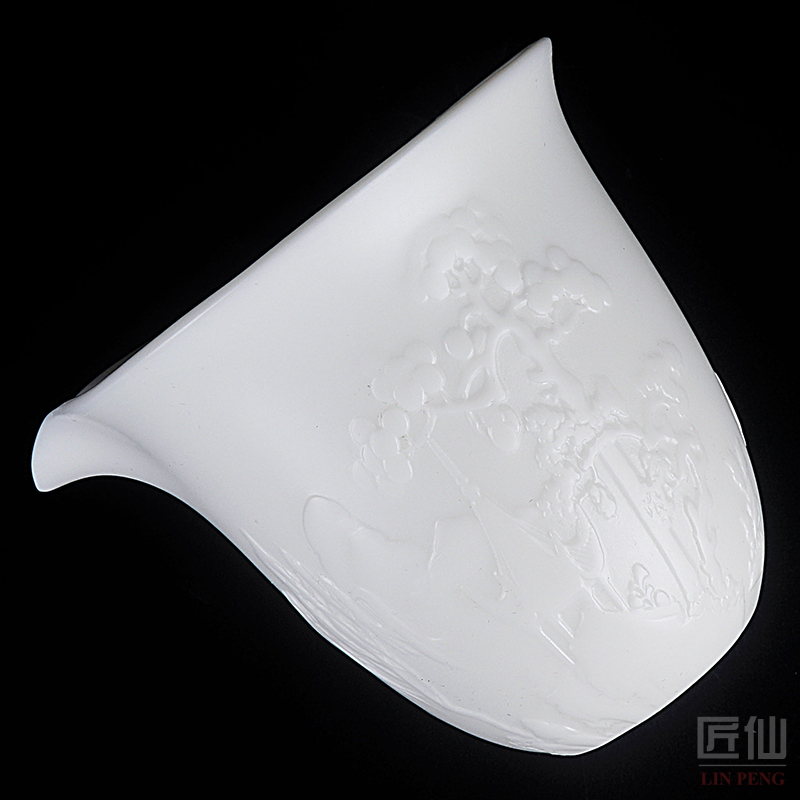 The Master artisan fairy guo - qin Chen dehua white porcelain tea set household contracted manual suet jade porcelain kung fu tea set