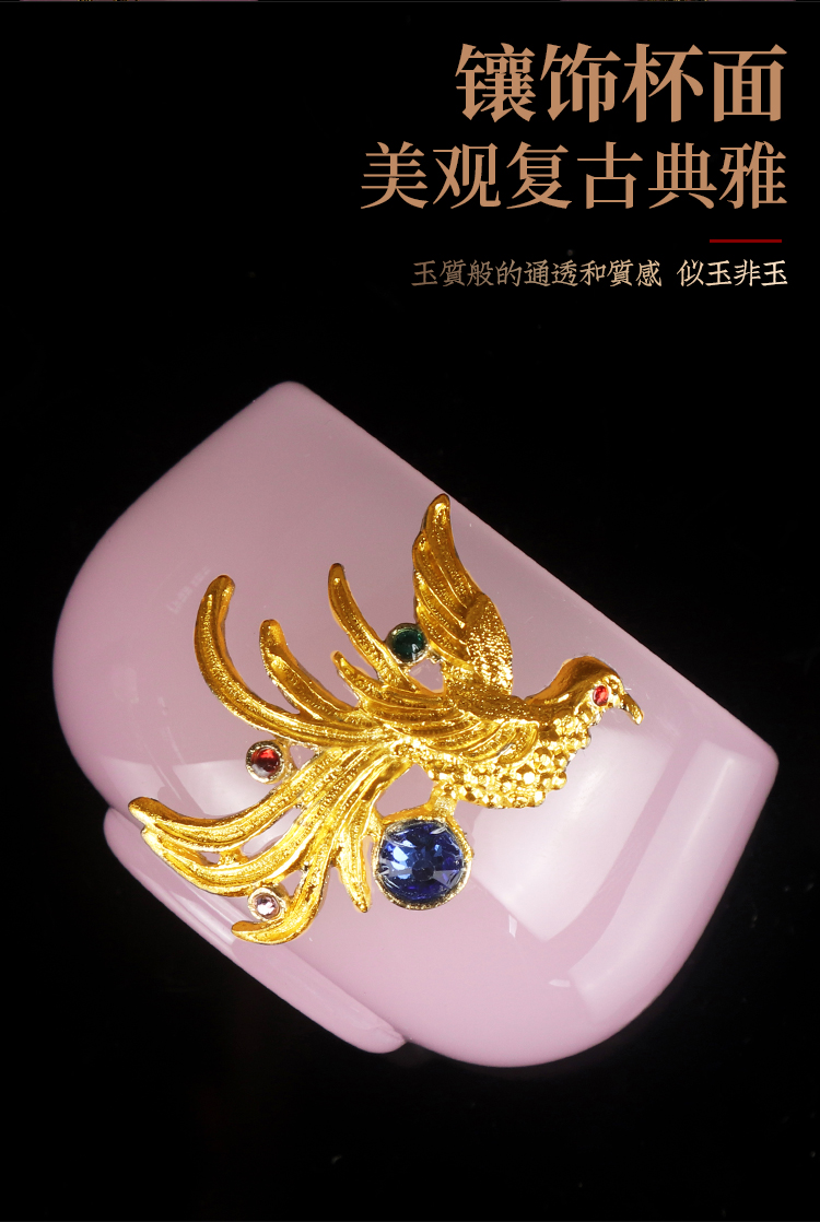 Artisan fairy an inset jades jade colored glaze porcelain teacup master cup single CPU household pure manual kung fu tea sample tea cup