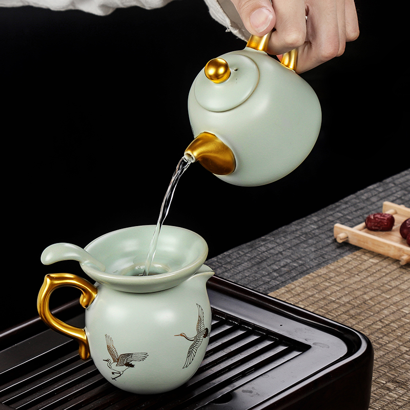 Artisan fairy your up gold kung fu tea tea set ceramic home office teapot tea cups