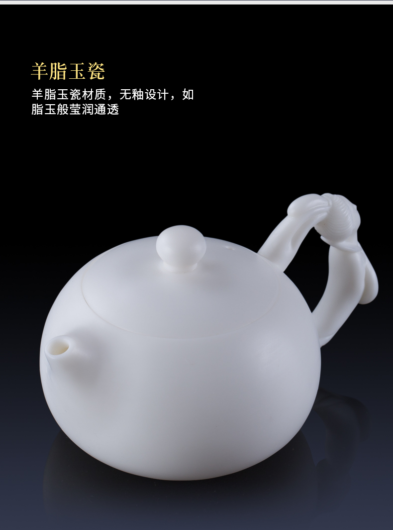 Artisan fairy manual white porcelain four beauty xi shi ceramic teapot large capacity household kung fu tea teapot