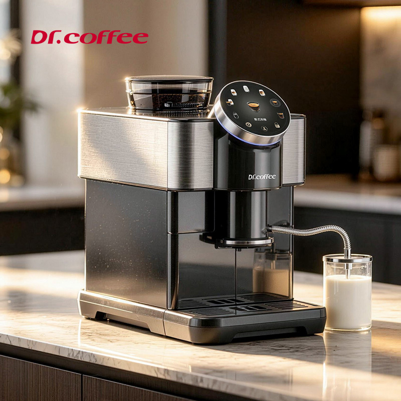 Dr. Coffee H2 Fully Automatic Coffee Machine for Home Use, Integrated Grinder, Small Espresso Machine for Hot and Cold Milk and Black Coffee Dr. Coffee H2 Fully Automatic Coffee Machine for Home Use, Integrated Grinder, Small Espresso Machine for Hot and Cold Milk and Black Coffee