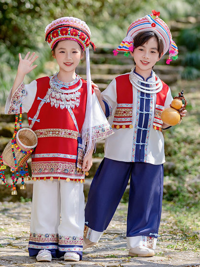 Kleidung im ethnischen Stil, Frühling und Sommer, neue Kleidung für Kinder, Yunnan Bai, Kindergarten, Kindertag, Tanzaufführungskleidung