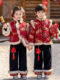 Boys' Tang suit New Year's greetings clothes for the Year of the Horse in winter plus velvet and thickened Chinese style girls' Hanfu kindergarten New Year's Day performance clothes