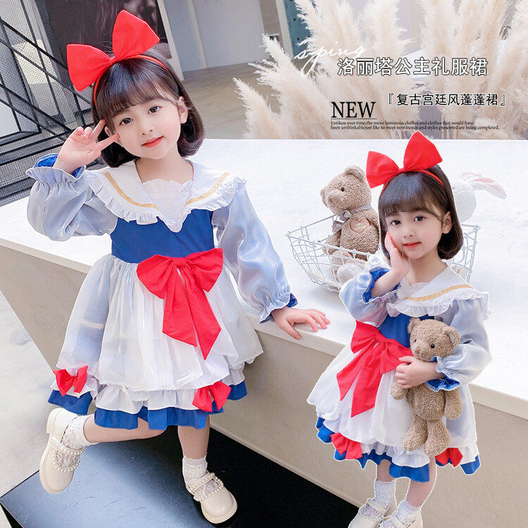 Girls dress spring 2022 new spring and autumn children's Lolita skirt Western style baby princess skirt lolita