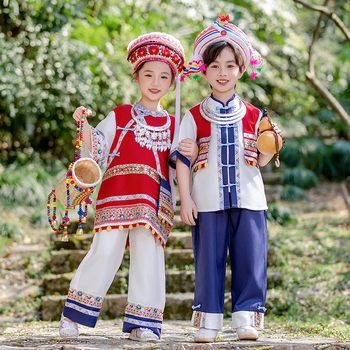 Ethnic Minority Style Clothing Spring and Summer New Style Children's Yunnan Bai Ethnic Clothing Kindergarten June 1St Dance Performance Clothing