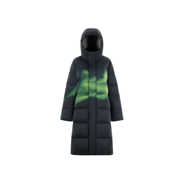 Bosideng down jacket, long drawstring hooded design, same style for men and women, couple fashion, aurora print, trendy and versatile