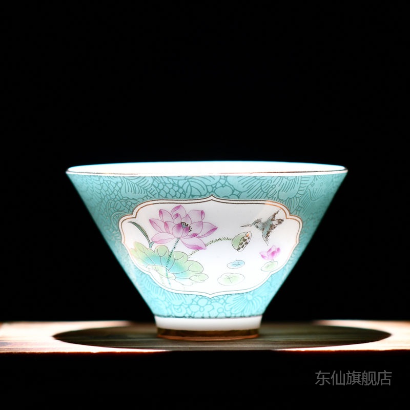 Move ceramic colored enamel cup masters cup sample tea cup silver cup kung fu tea cup, perfectly playable cup single CPU