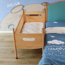 Solid wood crib Beech wood No formaldehyde eco-friendly splicing widened bedside with guardrails