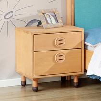 Beech Wood Children Solid Wood Bed Head Cabinet Modern Minima Nordic Small Light Luxury Lockers Bedroom Bedside Small Cabinet