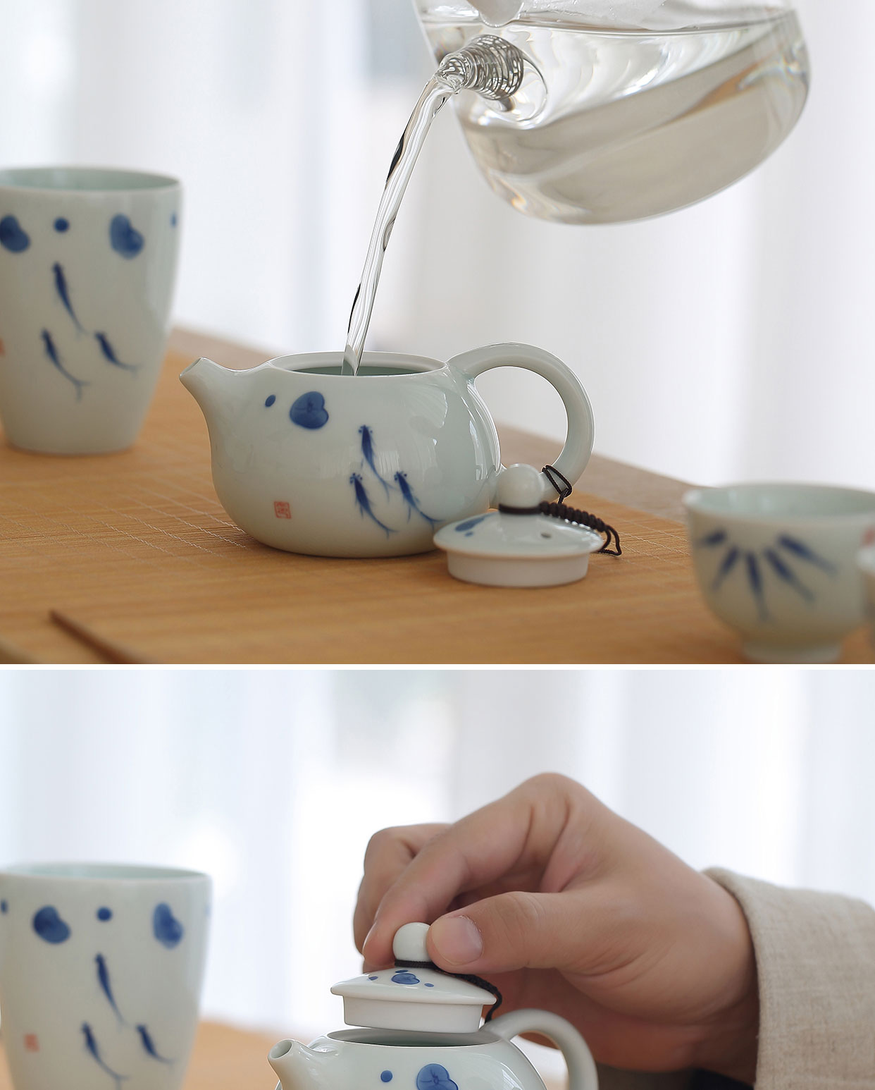 Kung fu tea set dehua white porcelain ceramic hand - made lotus contracted creative household teapot teacup of a complete set of gift box