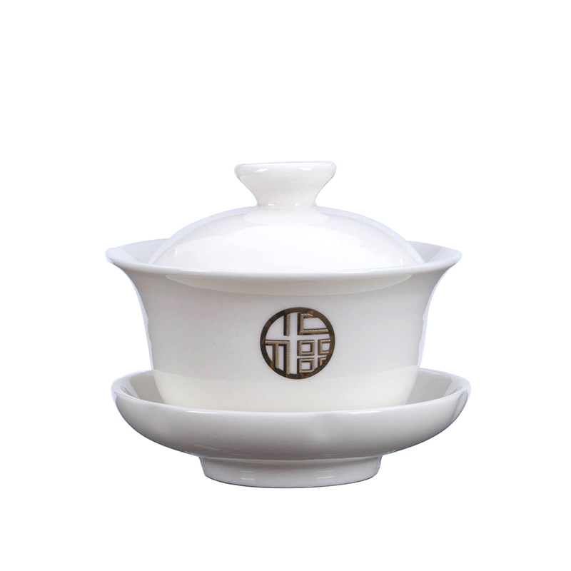 , a three dimensional tureen kung fu tea set high - grade dehua white porcelain cups suet jade only a single ceramic tea bowl