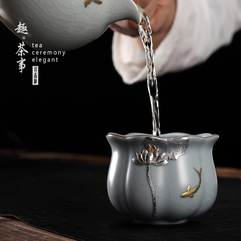 Taiwan FengZi your up master cup ceramic sample tea cup checking silver cups curium kung fu tea set personal single CPU