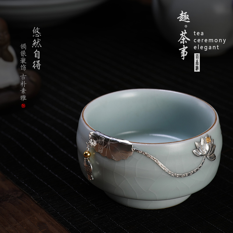Taiwan FengZi your up master cup by hand with silver cups sample tea cup ceramic kung fu tea set personal single CPU
