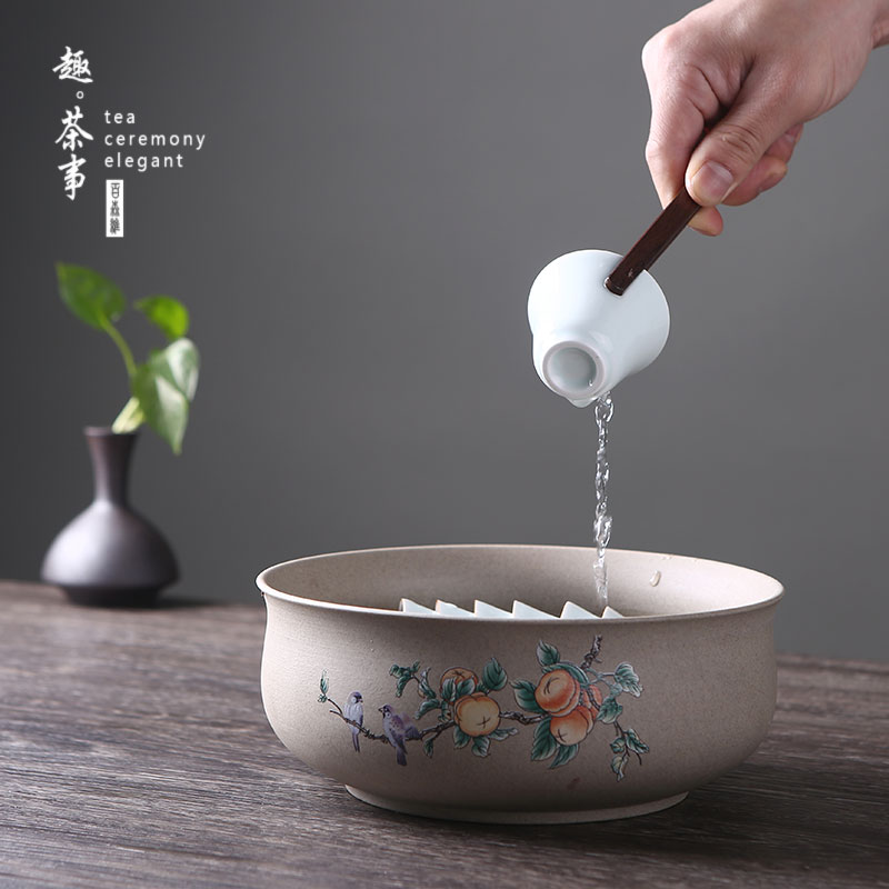 Hand - made coarse pottery queen tea wash to kung fu tea king writing brush washer from purple ceramic water jar for wash basin tea accessories