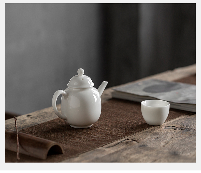 Archaize home dehua white porcelain suet jade teapot tea filter remove kung fu tea set small ceramic teapot single pot