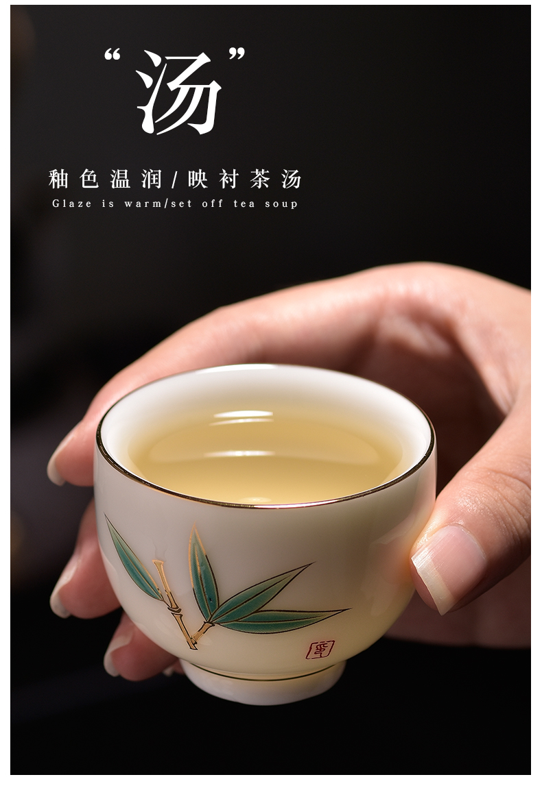 Dehua suet jade white porcelain masters cup single glass ceramic sample tea cup jade porcelain teacup kung fu tea set personal cup home