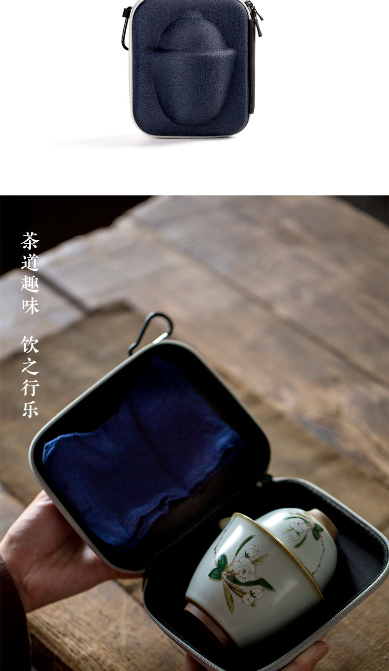 Your up travel tea set out for the portable bag type crack cup Japanese single hand grasp pot a pot of two cups of ceramic kung fu