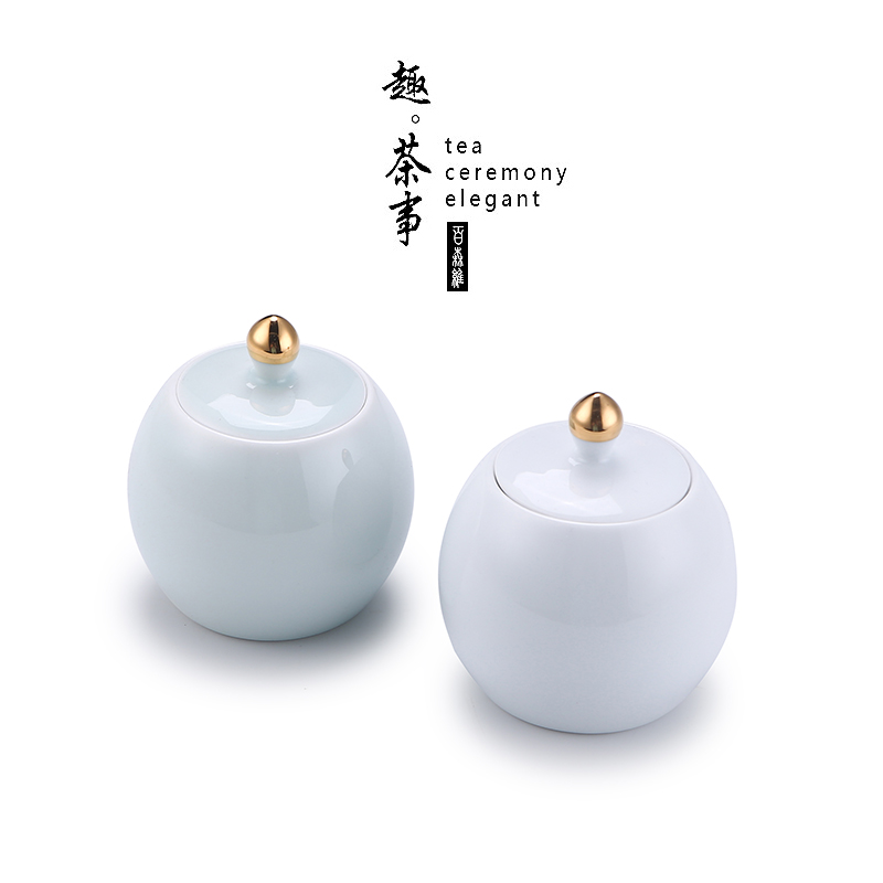 White porcelain tea pot ceramic seal creative move fashion household small tea box storehouse storage tanks pearl pot