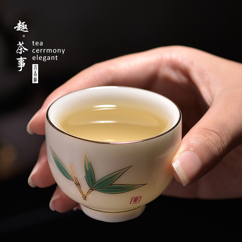 Dehua suet jade white porcelain masters cup single glass ceramic sample tea cup jade porcelain teacup kung fu tea set personal cup home