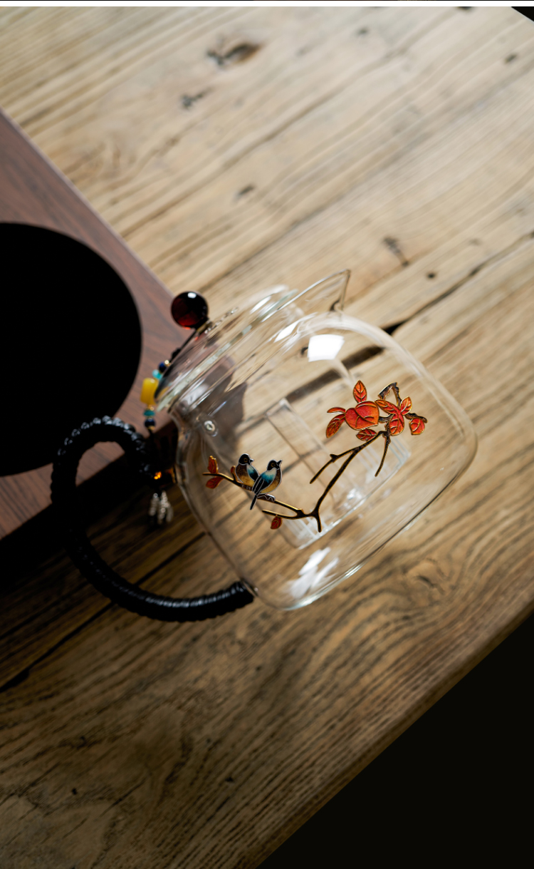 Wire inlay enamel color boiling tea ware office heat - resistant glass teapot small electric TaoLu suit single girder pot pot