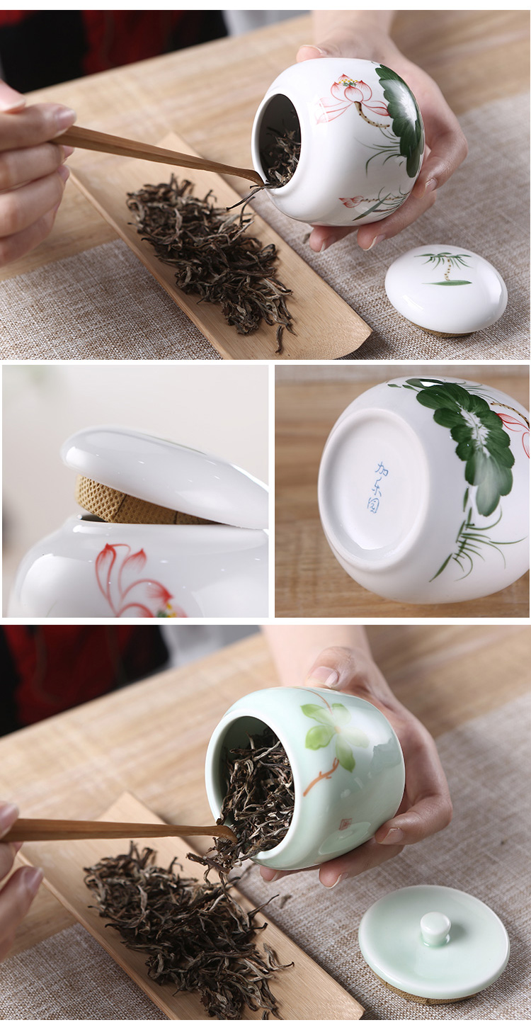 Hand - made ceramic small seal pot creative move fashion portable storage tank type fan caddy fixings with you travel