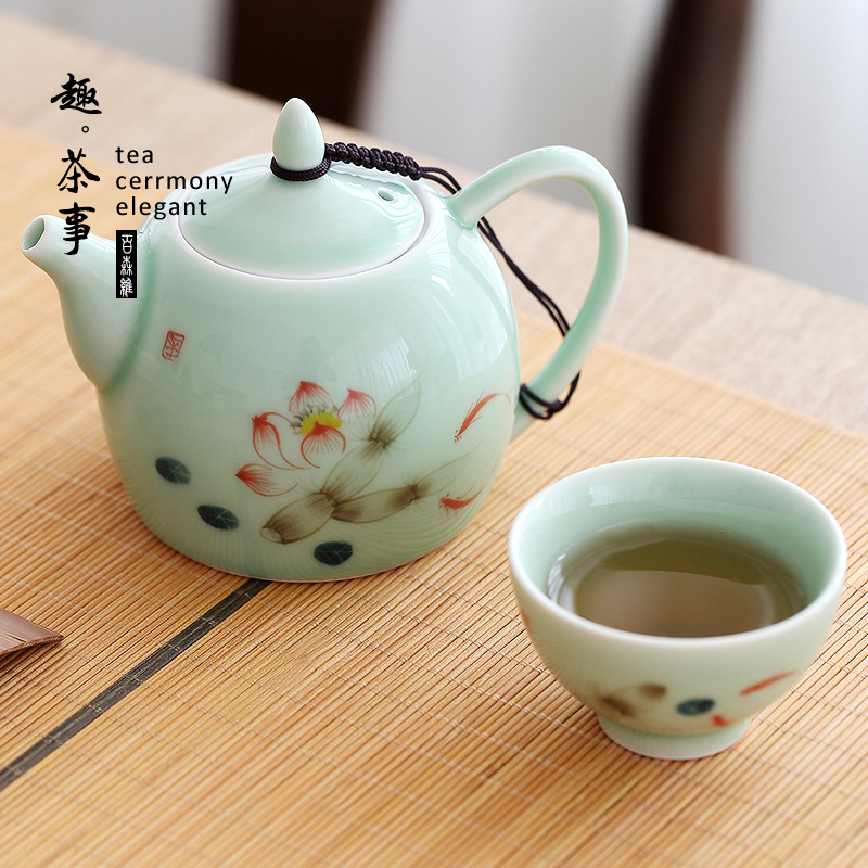 Kung fu tea set dehua white porcelain ceramic hand - made lotus contracted creative household teapot teacup of a complete set of gift box