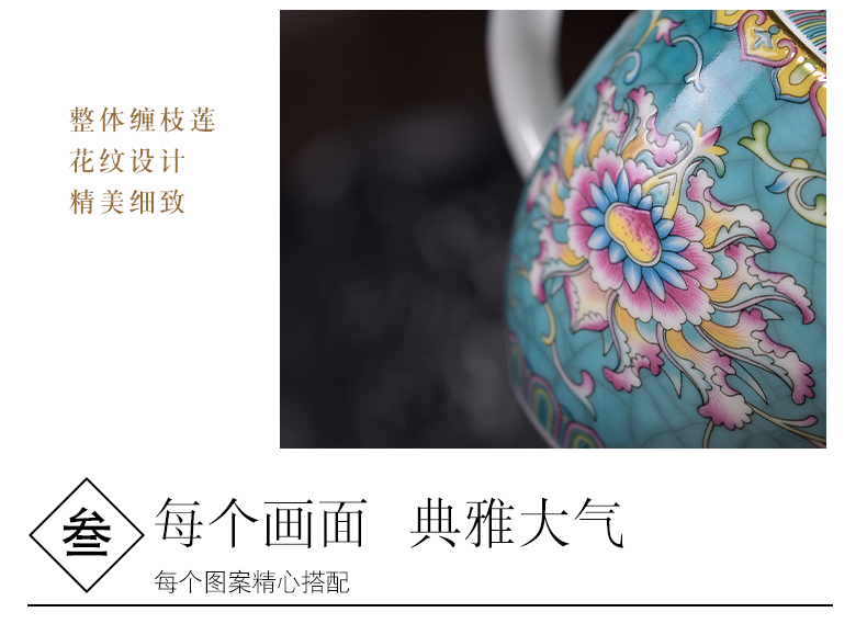 The see colour enamel ceramic teapot large kung fu tea single pot of filtering grilled white porcelain retro flower tea set home